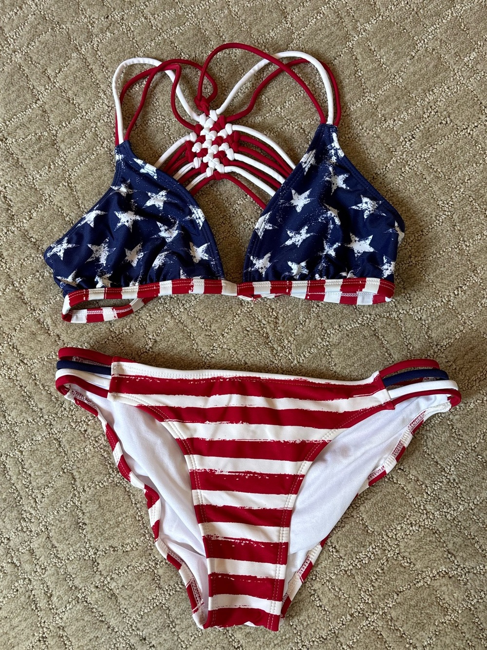 Xhilaration Patriotic Red white and Blue &  Bikini Set- S